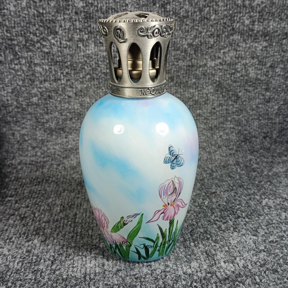 Ne Qwa Art Fragrance Oil Lamp Tom Wood Iris Hummingbird Signed w Box COA - Picture 8 of 14